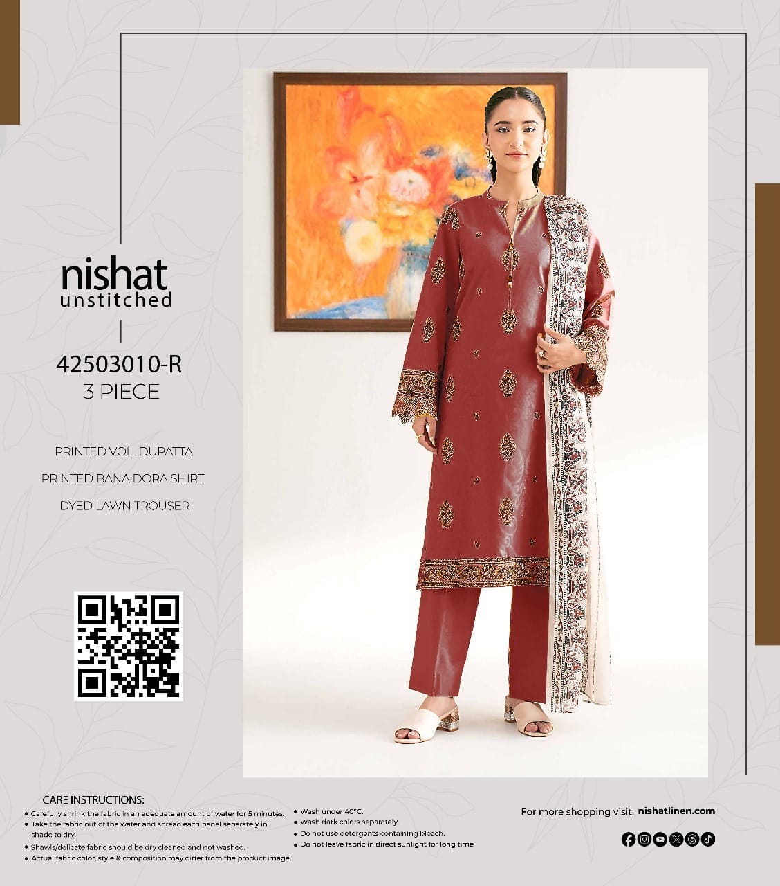 Nishat 3 piece printed Doriya Lawn