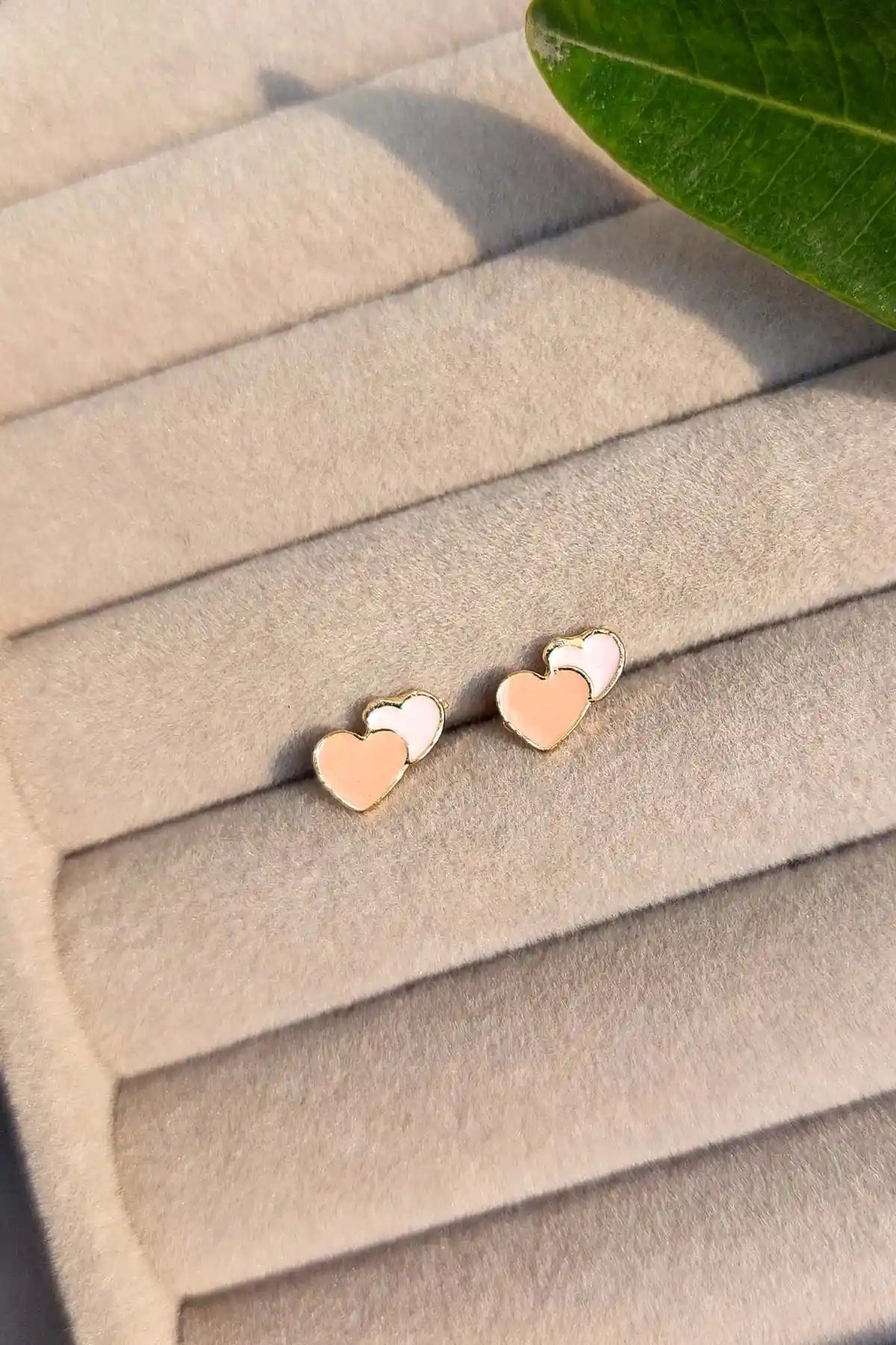 Pink Heart Shape Stainless Steel Studs ST-010