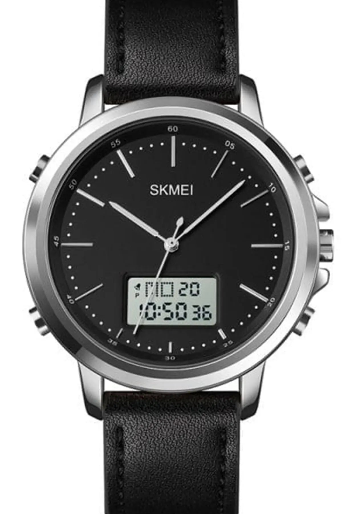 Skmei Men’s Fashion Digital Watch Analog Leather Multifunctional Waterproof Men’s Watch  | Skemi Men Digital Analog Watch