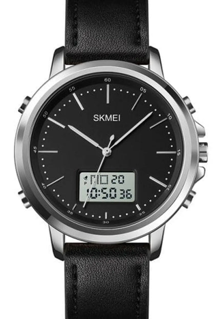 Skmei Men’s Fashion Digital Watch Analog Leather Multifunctional Waterproof Men’s Watch  | Skemi Men Digital Analog Watch