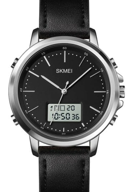 Skmei Men’s Fashion Digital Watch Analog Leather Multifunctional Waterproof Men’s Watch  | Skemi Men Digital Analog Watch