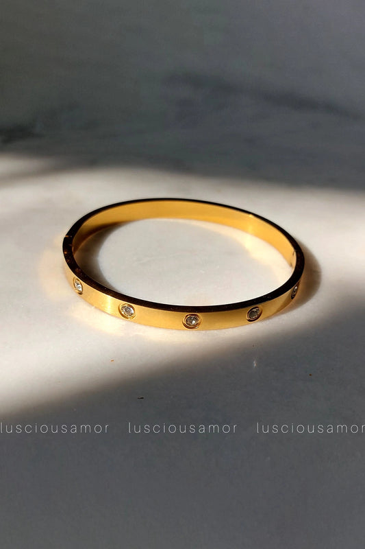 Stainless steel bling hand cuff LA001-C
