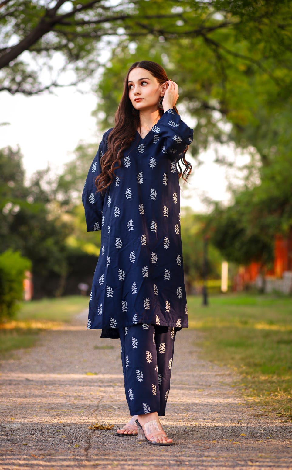 2 Pcs Women’s Stitched Star Print Linen Casual Wear For Girls - Open Market Pakistan