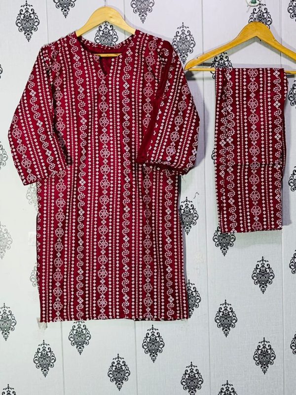 Chunri Print 2pc Dress Stuff: Linen Print For Girls - Open Market Pakistan