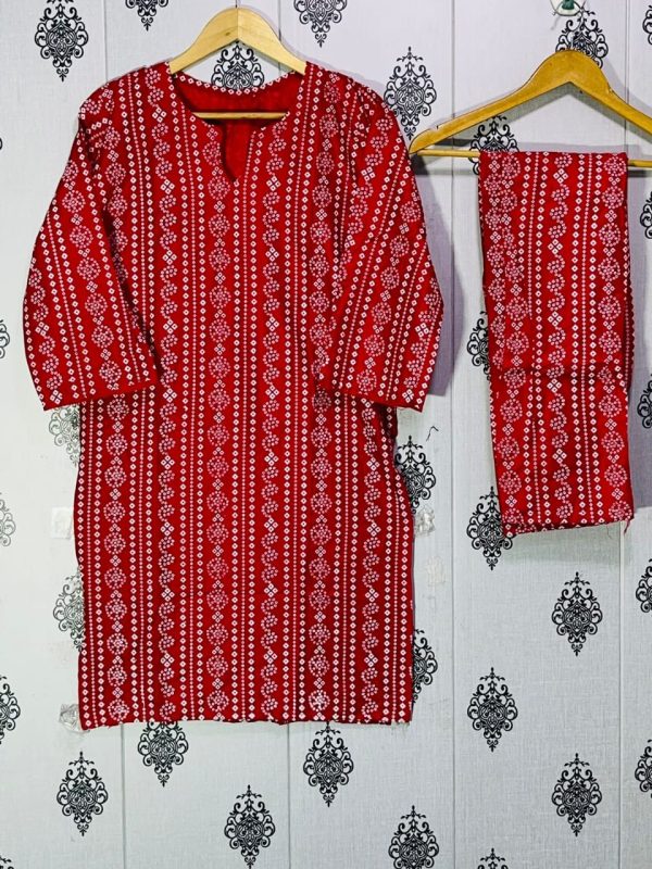 Chunri Print 2pc Dress Stuff: Linen Print For Girls - Open Market Pakistan