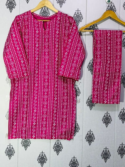 Chunri Print 2pc Dress Stuff: Linen Print For Girls - Open Market Pakistan