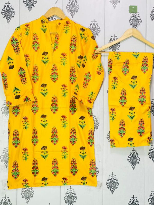 Flower Print 2pc Dress - Open Market Pakistan