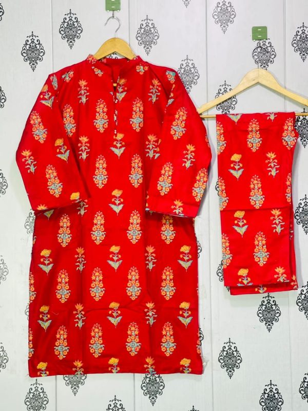 Flower Print 2pc Dress - Open Market Pakistan