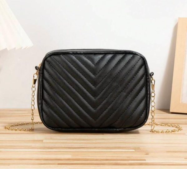 Horizontal Square Shaped Shoulder Bag | Pu Leather Bag For Girls & Women (black) - Open Market Pakistan