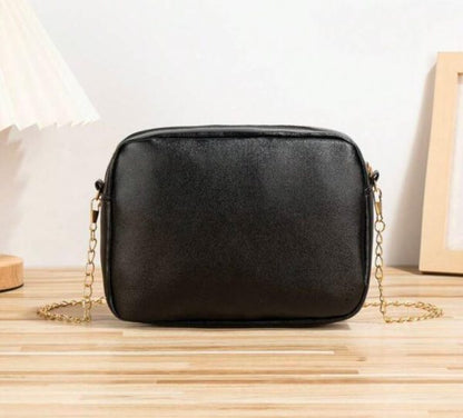 Horizontal Square Shaped Shoulder Bag | Pu Leather Bag For Girls & Women (black) - Open Market Pakistan