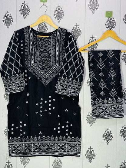 Summer Collection Linen Printed 2pc Dress Ready To Wear For Women - Open Market Pakistan