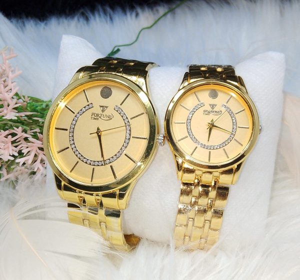 Pack of 2 Couple Watches Fortune Time Couple Watches (Without Box ) - Open Market Pakistan