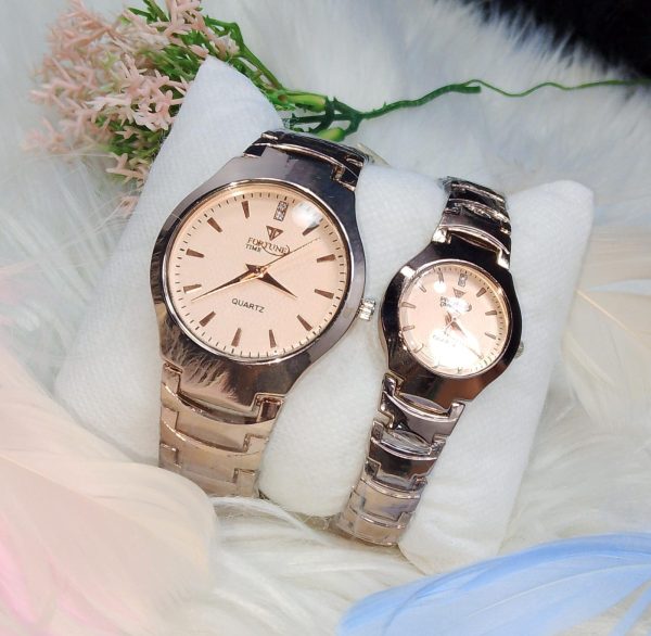 Pack of 2 Couple Watches- Classic Design Fortune Time Couple Watches (Without Box ) - Open Market Pakistan