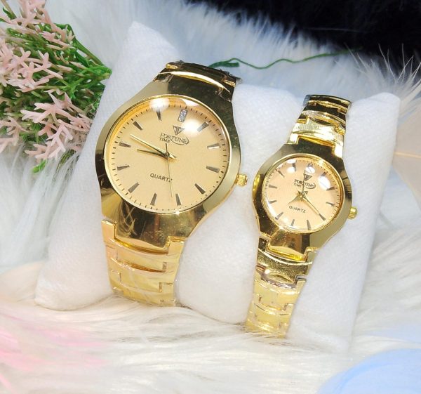 Pack of 2 Couple Watches- Classic Design Fortune Time Couple Watches (Without Box ) - Open Market Pakistan