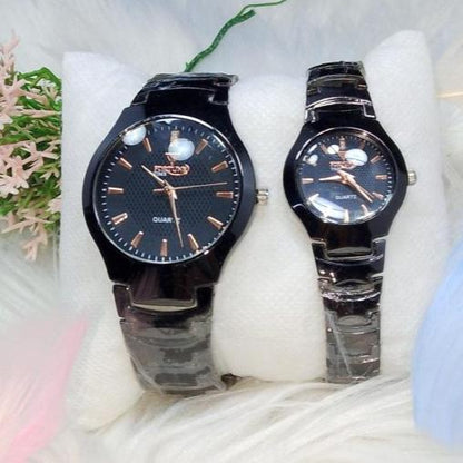 Pack of 2 Couple Watches- Classic Design Fortune Time Couple Watches (Without Box ) - Open Market Pakistan