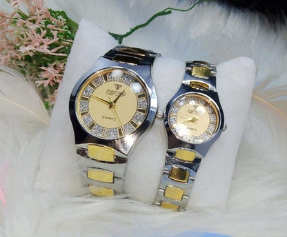 Pack of 2 Couple Watches Luxury Stainless Fortune Time Couple Watches  (Without Box ) - Open Market Pakistan