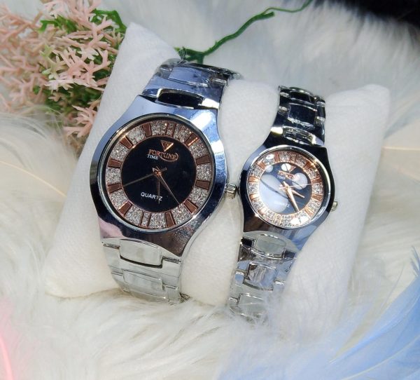 Pack of 2 Couple Watches Luxury Stainless Fortune Time Couple Watches  (Without Box ) - Open Market Pakistan