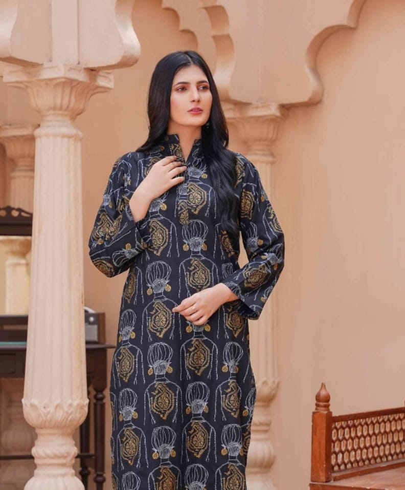 Striking Black Ethnic Brand Two-Piece Suits - Premium Linen Collection - Open Market Pakistan