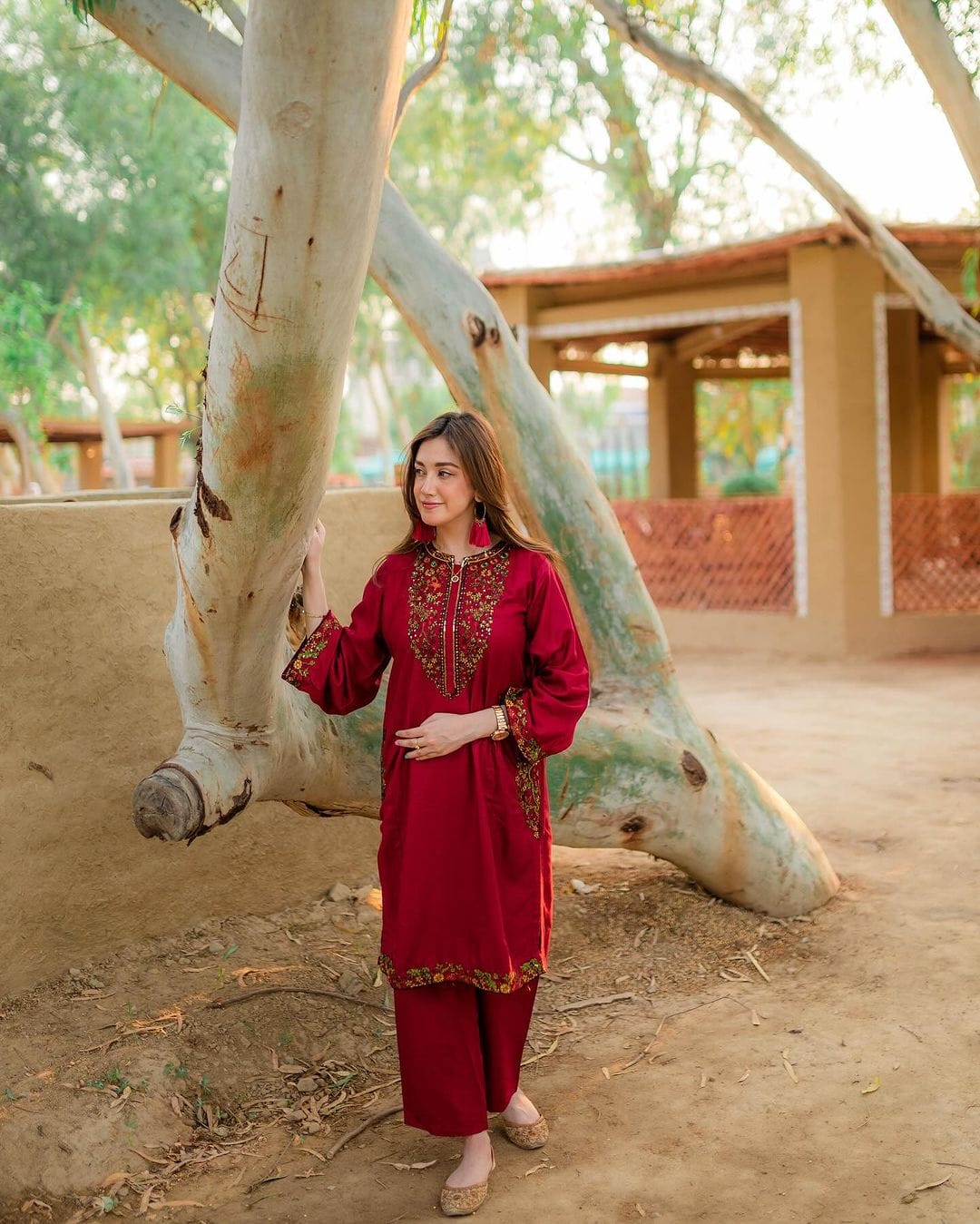 Elegant Maroon 2PC Stitched Suit with Stunning Pocket Sequence Embroidery for Special Occasions - Open Market Pakistan