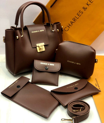 5 Pcs Shoulder Bag Set For Girls Charles & Keith Handbag - Open Market Pakistan