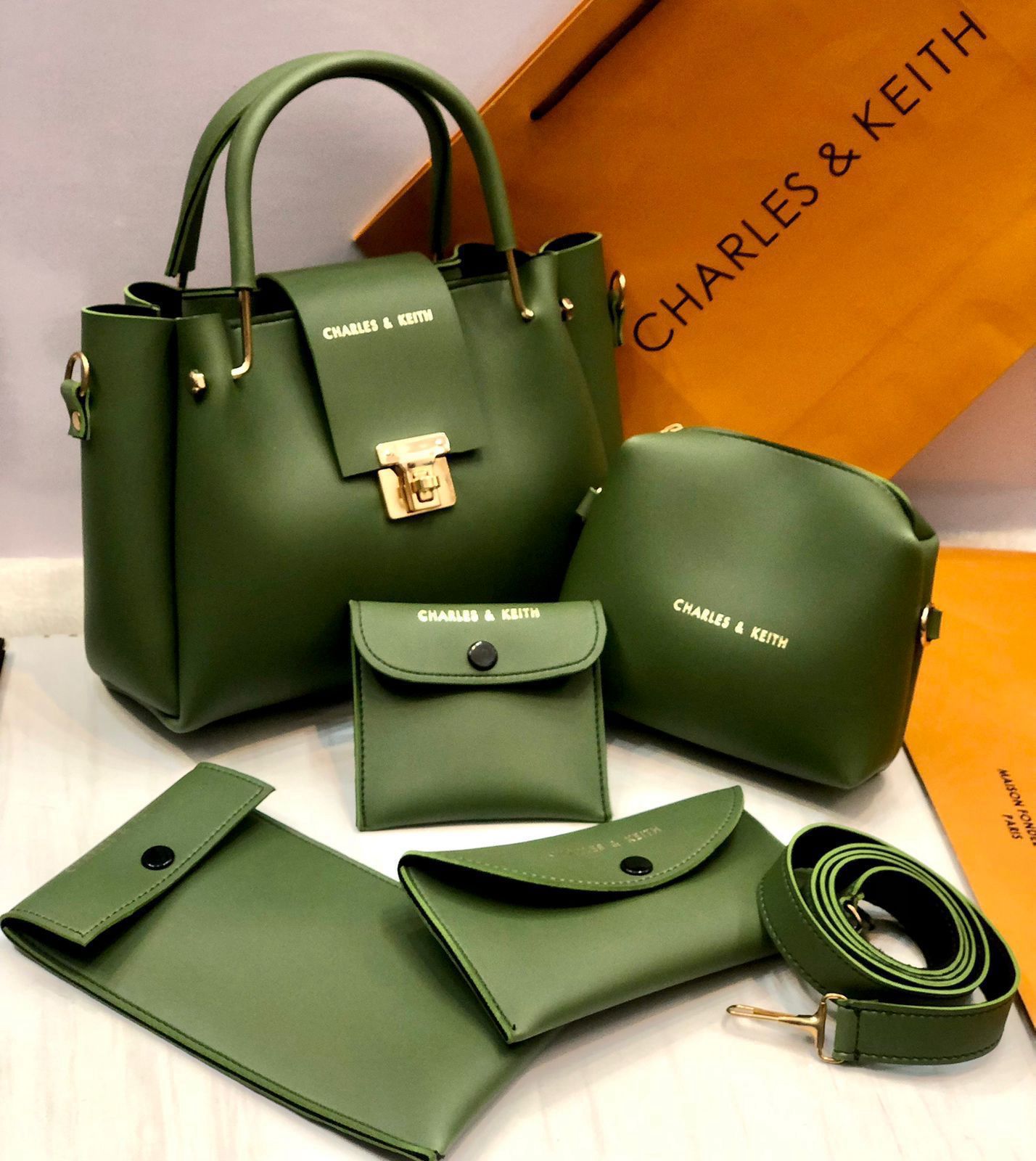 5 Pcs Shoulder Bag Set For Girls Charles & Keith Handbag - Open Market Pakistan