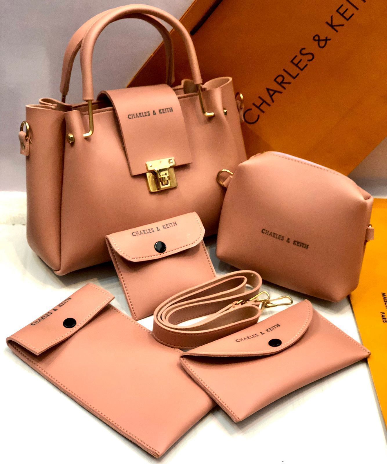 5 Pcs Shoulder Bag Set For Girls Charles & Keith Handbag - Open Market Pakistan