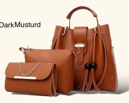 New Collection 3pcs Set Soft Leather Hand Bag - Open Market Pakistan