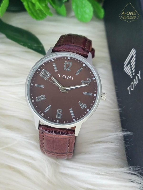 A+ Tomi Stylish Watch Leather Strap Watch - Open Market Pakistan