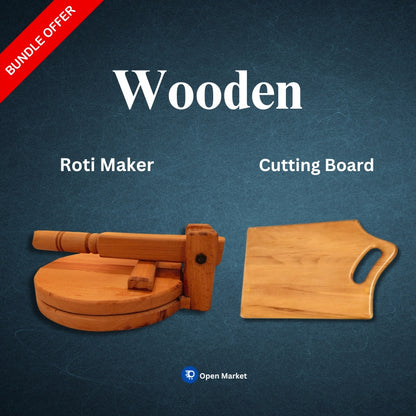 Bundle Offer: Wooden Roti Maker + Free Cutting Board - Open Market Pakistan