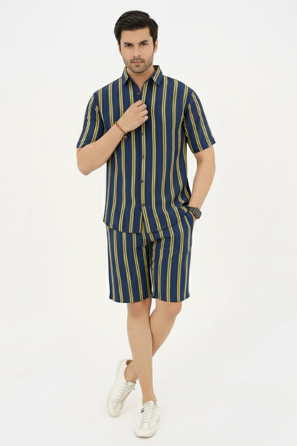 A009 – Midnight Stripe Casual Set