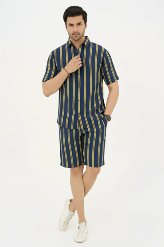 A009 – Midnight Stripe Casual Set