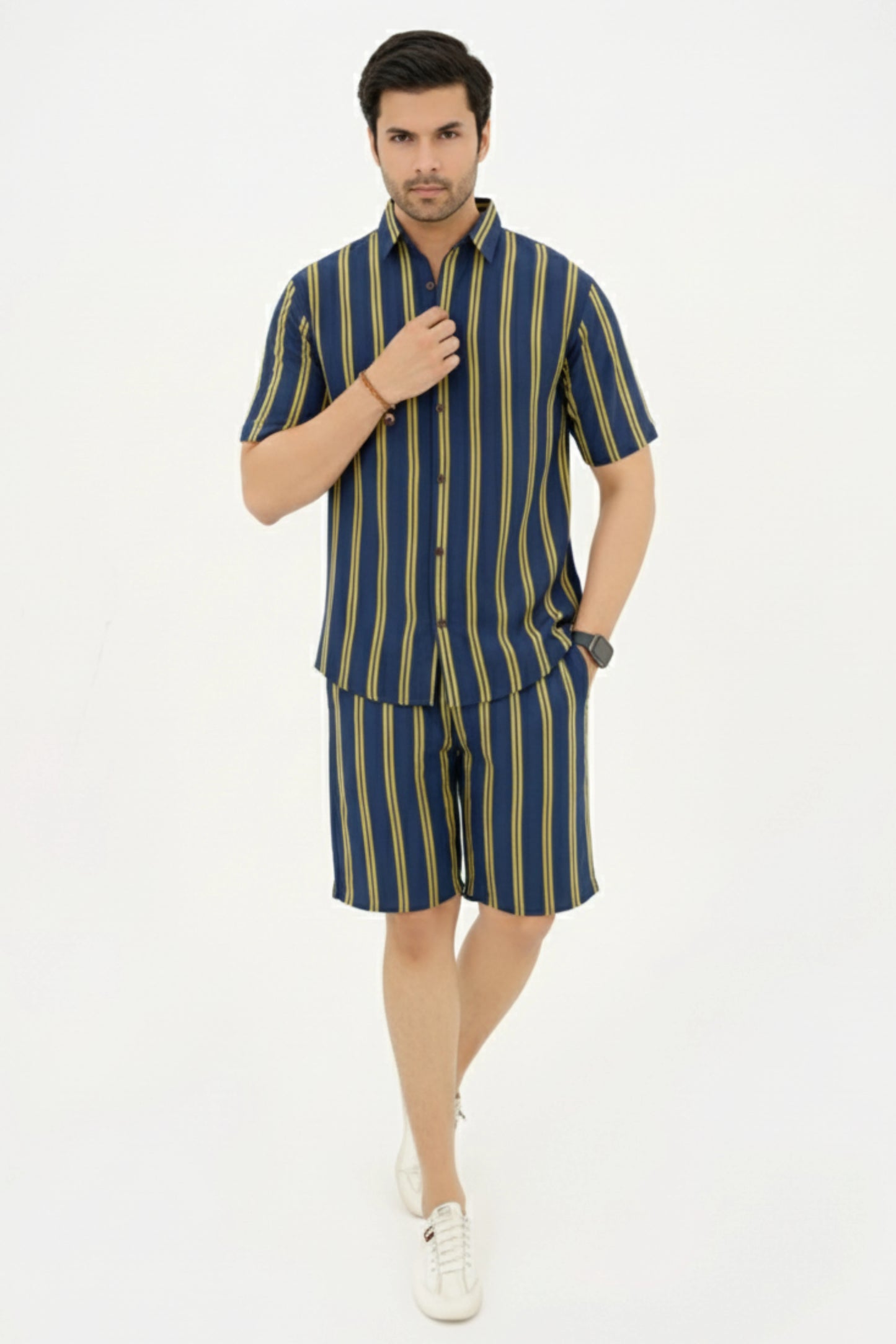A009 – Midnight Stripe Casual Set