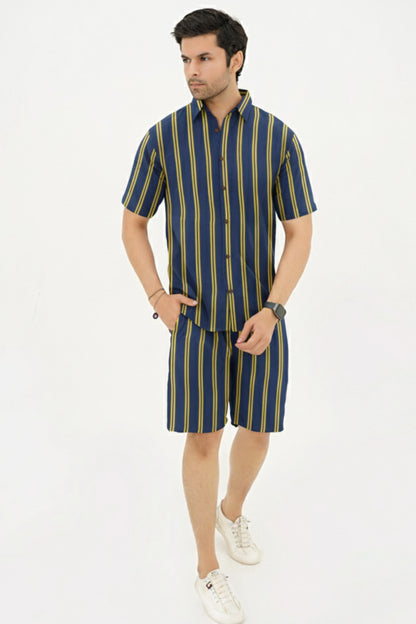 A009 – Midnight Stripe Casual Set