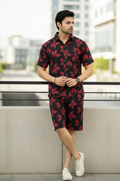 A015 – Maroon Floral Statement Set