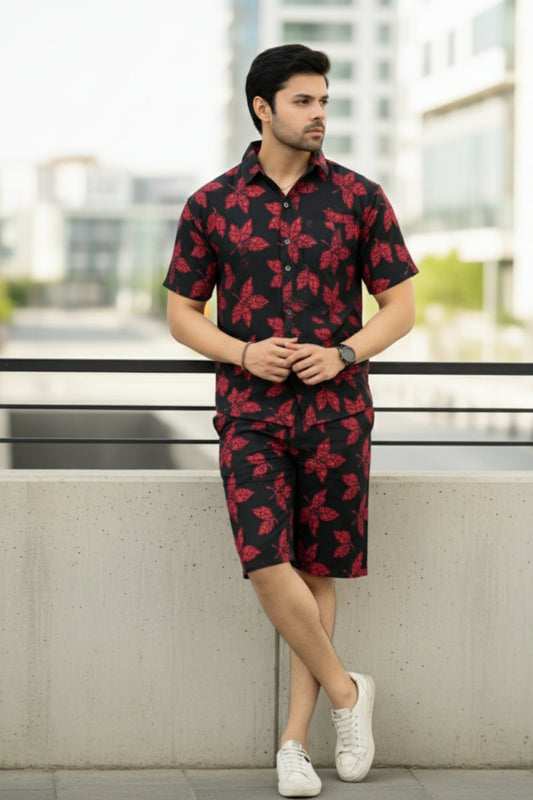 A015 – Maroon Floral Statement Set