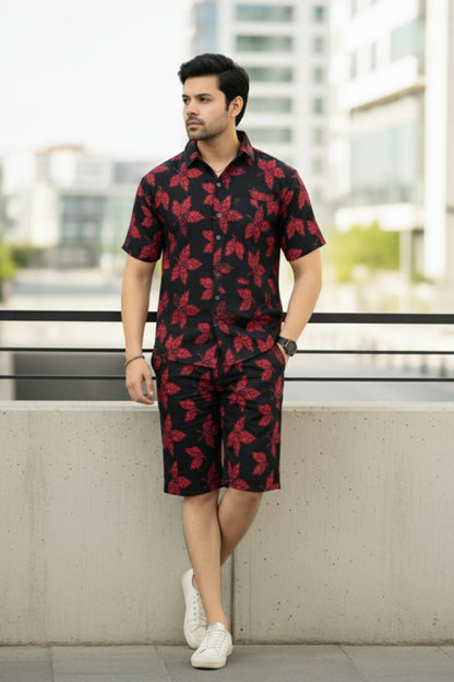 A015 – Maroon Floral Statement Set