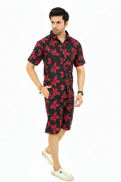 A015 – Maroon Floral Statement Set