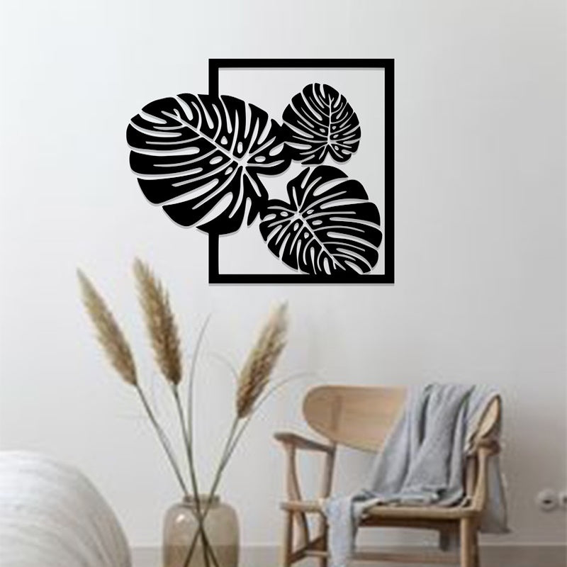 Leaf-Shaped Acrylic Wall Frame Laser Cutting in Black & White. - Open Market Pakistan