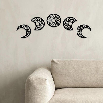 Moon-Shaped Flower Wall Frame Laser-Cut from Premium Acrylic Sheet, Available in Classic Black & White for Timeless Elegance. - Open Market Pakistan