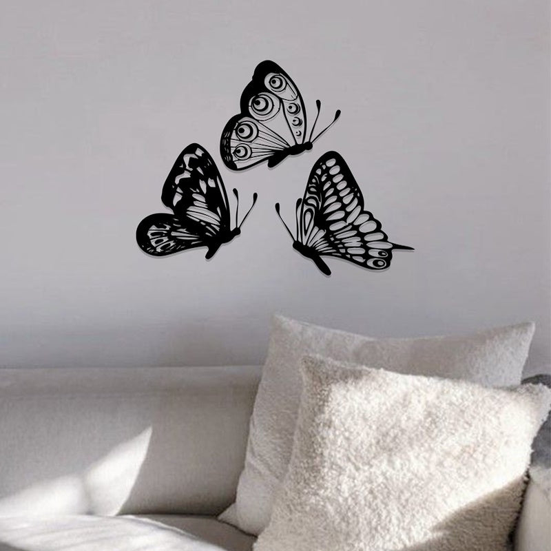 Set of 3 Butterfly-Shaped Acrylic Wall Decor, Infusing Spaces with Elegant Geometry and Black & White Beauty - Open Market Pakistan