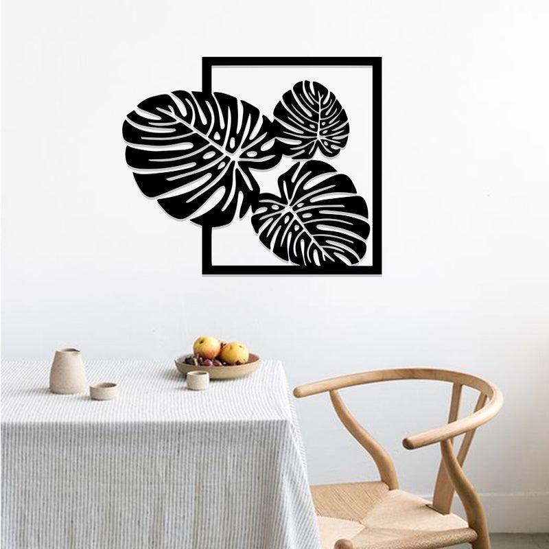 Leaf-Shaped Acrylic Wall Frame Laser Cutting in Black & White. - Open Market Pakistan