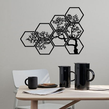 8 Unique Frames Forming Tree-Shaped Acrylic Wall Frame Laser cutting, Stunning in Black & White. - Open Market Pakistan