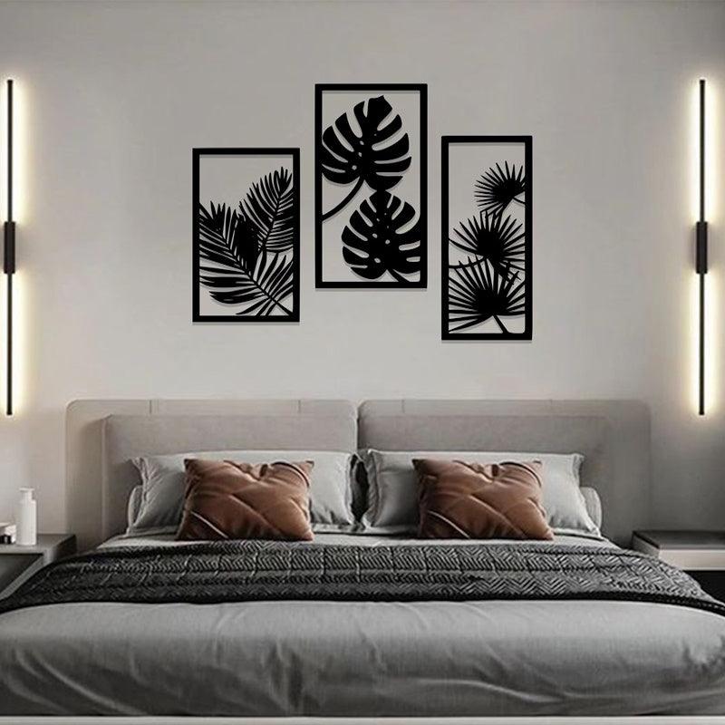 Leaf Art Acrylic Wall Frame Laser Cutting with 3 panels. - Open Market Pakistan