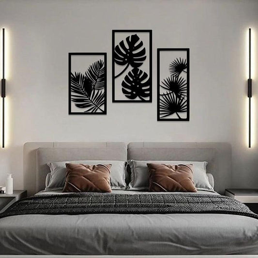 Leaf Art Acrylic Wall Frame Laser Cutting with 3 panels.