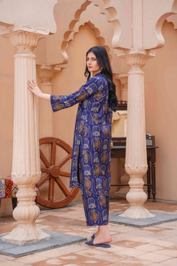 Vibrant Blue Ethnic Brand Two-Piece Stitched Suits - Premium Linen Collection - Open Market Pakistan