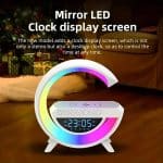 Multi-functional Led Clock Display Speaker G Lamp Bt- 3401 | Led Wireless Charging Speaker, G-shaped Speaker Light, Bluetooth Mp3 Player, Night Light And Alarm Clock - Open Market Pakistan