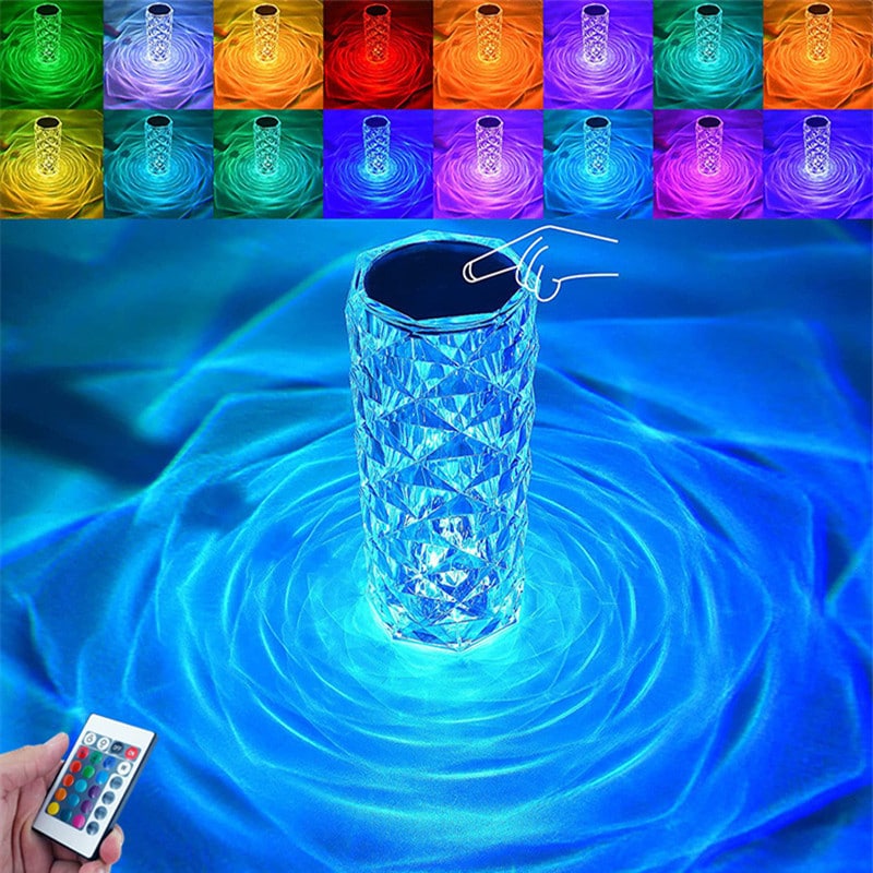 16 Color Daimond Crystal Lamp With Remote LED Crystal Table Lamp - Open Market Pakistan