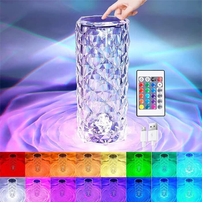 16 Color Daimond Crystal Lamp With Remote LED Crystal Table Lamp - Open Market Pakistan