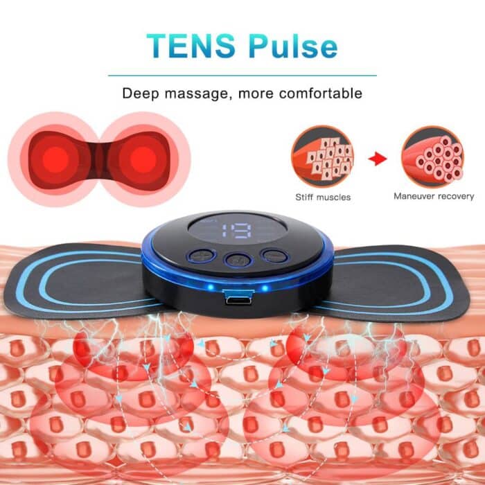 LCD Display EMS Neck Massage Electric Massager Cervical Neck Back Patch 8 Mode Pulse Muscle Stimulator Portable Relief Pain - Open Market Pakistan