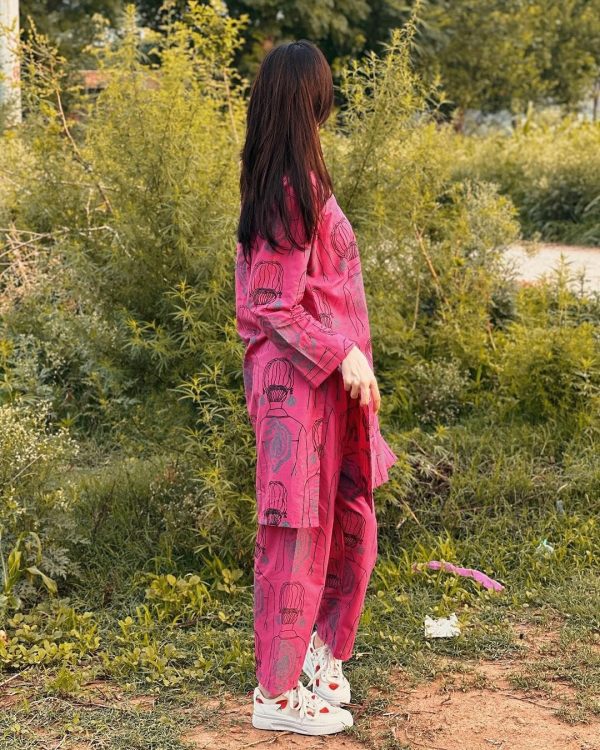 Elegant Pink Ethnic Brand Two-Piece Suits - Premium Linen Collection - Open Market Pakistan